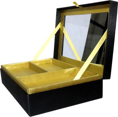 

PATNI CRAFT Mirror Velvete Zardozi Box To Keep your Jewelry., To Keep your Ladies personal Accessories. Vanity Box(Yellow, Black)