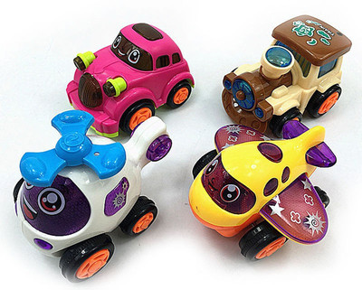 

sawan shopping mart Unbreakable Pull Back Automobile Car,Train,helicopter & Aeroplane Friction Powered Cars Push and Go Toy Set Pack of 4(Multicolor)