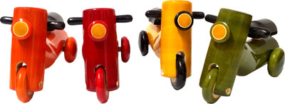 

Khadi Eco Basket Channapatna Wooden Kid's Bike Toy Set of 4(Multi Colors)