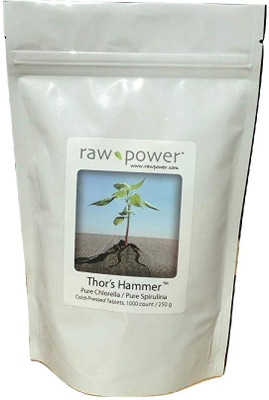 

Thor's Hammer cold-pressed tablets, Raw Power (1000 count, 250g, pure chlorella/pure spirulina)(1000 No)