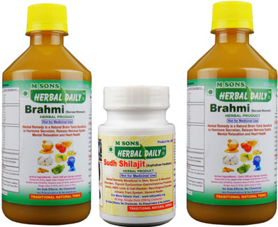 

M SONS Herbal daily Thyroid Care Pack- 2 Brahmi 400ml each, 1 Shilajit 30 Veg. Capsules(0.85 mg)