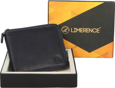 

LIMERENCE Men Casual Black Genuine Leather Wallet(6 Card Slots), Blue
