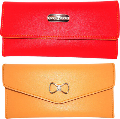 

Fillincart Women Orange, Red Artificial Leather Wallet(10 Card Slots)