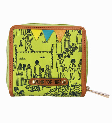 

FUNK FOR HIRE Women Green Canvas Wallet(4 Card Slots), Lime green
