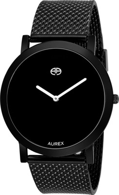 AUREX AX-GR157-BKBK Black Dial Thin Extra Slim Analog Watch - For Men