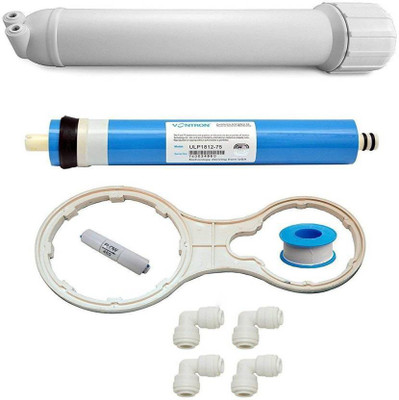 

CAPITAL RO Membrane Replacement Kit with Vontron 75 GPD Membrane + Membrane Housing +Spenner +450 Flow + Tape + Elbows Solid Filter Cartridge ( Pack of 9) Solid Filter Cartridge(0.5, Pack of 9)