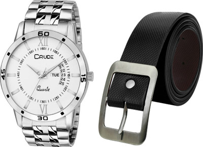 

crude Analog Watch, Belt Combo(Silver)