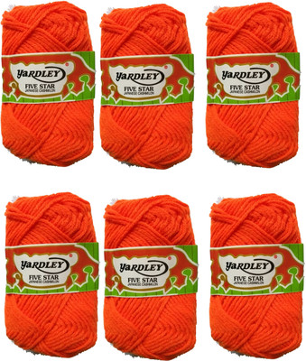 

yardley Hand Knitting Art Craft Soft Fingering Crochet Hook Yarn, Needle Knitting Thread For Wool Ball Hand Knitting Art Craft Soft Fingering Crochet Hook Yarn, Needle Knitting Thread Dyed Orange Pack Of 6
