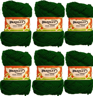 

yardley Hand Knitting Art Craft Soft Fingering Crochet Hook Yarn, Needle Knitting Thread For Wool Ball Hand Knitting Art Craft Soft Fingering Crochet Hook Yarn, Needle Knitting Thread Dyed Dark Green Color Pack Of 6