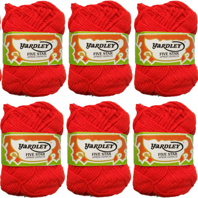 

yardley Hand Knitting Art Craft Soft Fingering Crochet Hook Yarn, Needle Knitting Thread For Wool Ball Hand Knitting Art Craft Soft Fingering Crochet Hook Yarn, Needle Knitting Thread Dyed Red Pack Of 6