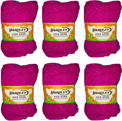 

yardley Hand Knitting Art Craft Soft Fingering Crochet Hook Yarn, Needle Knitting Thread For Wool Ball Hand Knitting Art Craft Soft Fingering Crochet Hook Yarn, Needle Knitting Thread Dyed Pink Color Pack Of 6