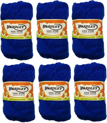 

yardley Hand Knitting Art Craft Soft Fingering Crochet Hook Yarn, Needle Knitting Thread For Wool Ball Hand Knitting Art Craft Soft Fingering Crochet Hook Yarn, Needle Knitting Thread Dyed Blue Color Pack Of 6