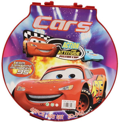 

ToyzIsland Exclusive Cars 68 Pc Round Shape Colour Kit Pieces Art Set for Boys/Girls Return Gift