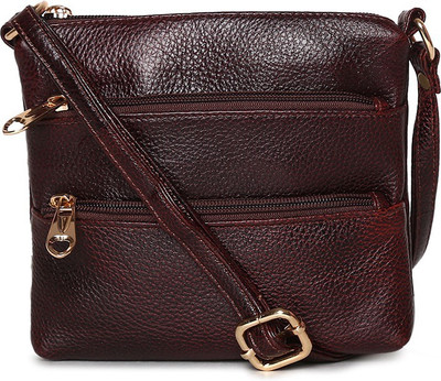 

SVAZ SV-514 Pure Leather Sling Bags Sling Bag(Maroon, 8 inch)