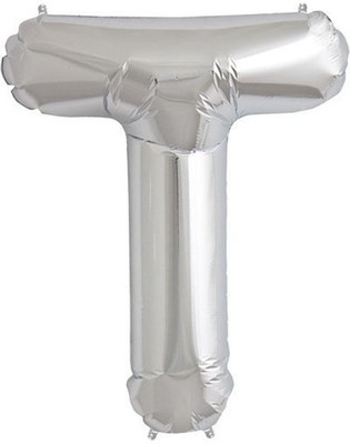 

Events Framer Solid T - Alphabet Foil Balloon Silver Letter Balloon(Silver, Pack of 1)