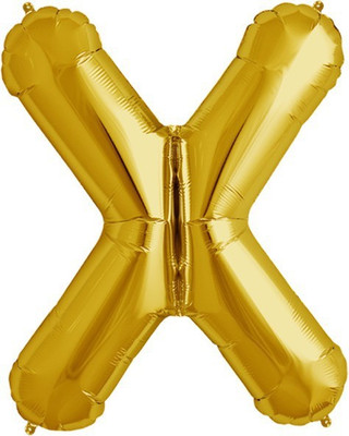 

Events Framer Solid X - Alphabet Foil Balloon Gold Letter Balloon(Gold, Pack of 1)