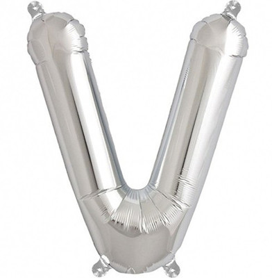 

Events Framer Solid V - Alphabet Foil Balloon Silver Letter Balloon(Silver, Pack of 1)