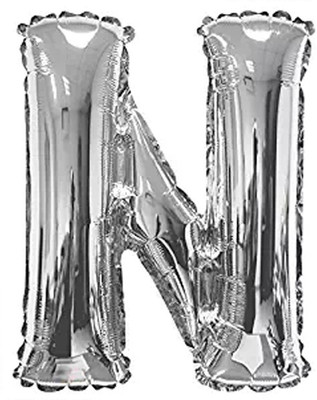 

Events Framer Solid N - Alphabet Foil Balloon Silver Letter Balloon(Silver, Pack of 1)