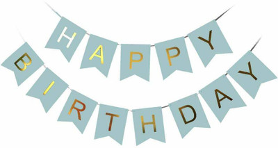 GemStar PartyCrafts Happy Birthday Flags Set of 13 Flags Blue) Banner(5 ft, Pack of 1)