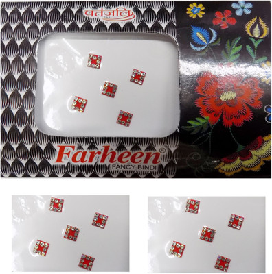 

Farheen FRN BINDI1 FORHEAD Silver, Red Bindis(INDIAN FANCY BINDI)