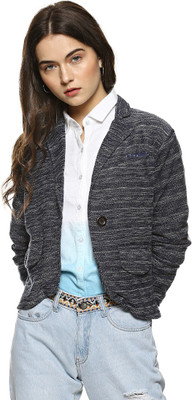 CAMPUS SUTRA Solid Single Breasted Casual Women Blazer(Black)