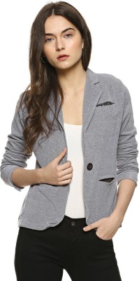CAMPUS SUTRA Solid Single Breasted Casual Women Blazer(Grey)