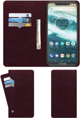 ACM Flip Cover for Motorola Moto One Power Mobile(Maroon, Cases with Holder, Pack of: 1)