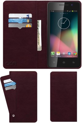 ACM Flip Cover for Intex Aqua Glow(Maroon, Cases with Holder, Pack of: 1)