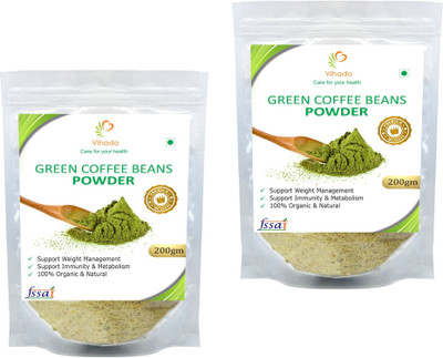 

Vihado Premium Quality Organic Green Coffee Beans Powder / 100% Pure & Natural / 2 Pack of 200g Instant Coffee 200 g(Pack of 2, Green Coffee Flavoured)