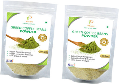 

Vihado Premium Quality Organic Green Coffee Beans Powder (Unroasted, Arabica) AAA+ - / 2 Pack of Roast & Ground Coffee 200 g(Pack of 2)