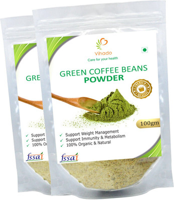 

Vihado Premium Green Coffee Beans Powder/ 100% Pure & Natural, Rich in Anti- Oxidants, Helps in Losing Weight Fast (Unroasted, Arabica AAA+ -) 2 Pack of Roast & Ground Coffee 200 g(Pack of 2)