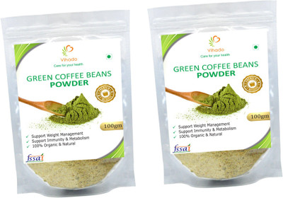 

Vihado Premium Organic Green Coffee Bean Powder, Unroasted, Arabica AAA+ - / 2 Pack of Roast & Ground Coffee 200 g(Pack of 2)