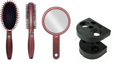 

PELO Home and Parlor Use Hair Styling Tools Combo for Girls and Women, Hair Brushes and Comb Set for Unisex, Pack of 1 ( Set Of 4)(Set of 4)
