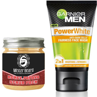 

MISTER BEARD HONEY PAPAYA SCRUB PACK WITH POWER WHITE FACEWASH(Set of 2)