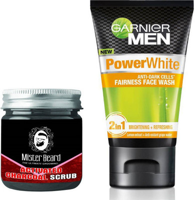 

MISTER BEARD ACTIVATED CHARCOAL SCRUB WITH POWER WHITE FACEWASH(Set of 2)