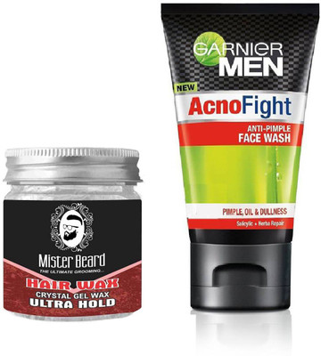 

MISTER BEARD HAIR WAX ULTRA HOLD WITH GARNIER ACNO FIGHT FACEWASH(Set of 2)