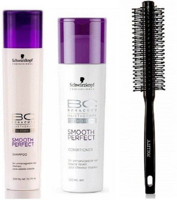 

jollity Hair Brush With Schwarzkopf Smooth Perfect Shampoo 250ml & Conditioner 200ml(Set of 3)