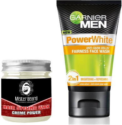 

MISTER BEARD HAIR WAX CRÈME POWER WITH POWER WHITE FACEWASH(Set of 2)