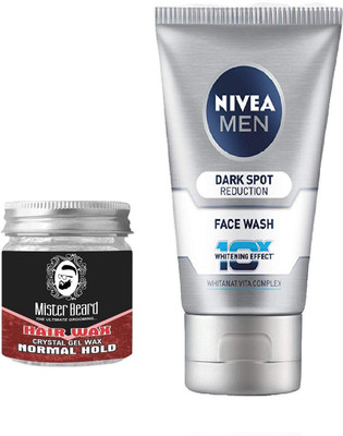 

MISTER BEARD HAIR WAX NORMAL HOLD WITH DARK SPOT FACEWASH(Set of 2)