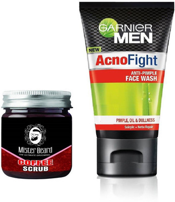 

MISTER BEARD COFFEE SCRUB WITH GARNIER ACNO FIGHT FACEWASH(Set of 2)