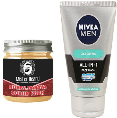 

MISTER BEARD HONEY PAPAYA SCRUB PACK WITH OIL CONTROL FACEWASH(Set of 2)