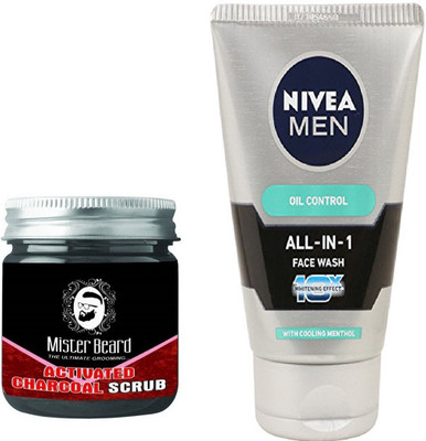 

MISTER BEARD ACTIVATED CHARCOAL SCRUB WITH OIL CONTROL FACEWASH(Set of 2)