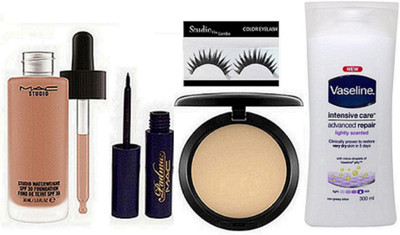 

Studio Fix Combo Eyelashes,Mac Studio Waterweight Foundation,,Padma Eyeliner,Studio Fix Compact,Vaseline Intensive Care Advanced Repair Body Lotion(Set of 5)(Set of 5)