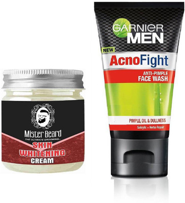 

MISTER BEARD SKIN WHITENING CREAM WITH GARNIER ACNO FIGHT FACEWASH(Set of 2)