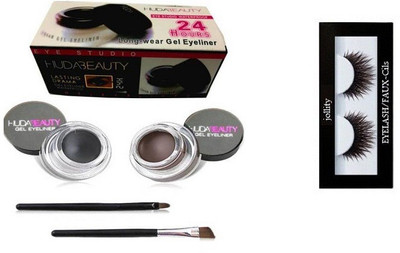 

jollity Eyelash And HudaBeauty Gel Eye Liner(Set of 2)