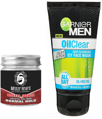 

MISTER BEARD HAIR WAX NORMAL HOLD WITH OIL CLEAR FACEWASH(Set of 2)