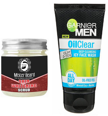 

MISTER BEARD SKIN WHITENING SCRUB WITH OIL CLEAR FACEWASH(Set of 2)