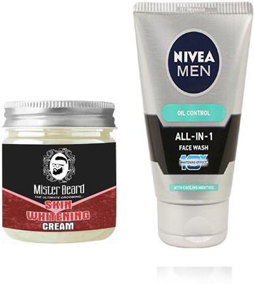 

MISTER BEARD SKIN WHITENING CREAM WITH OIL CONTROL FACEWASH(Set of 2)