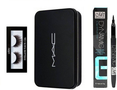

jollity Eyelash And MN Dynamic Eyeliner And Mac Make Up Brush Set of 12(Set of 3)