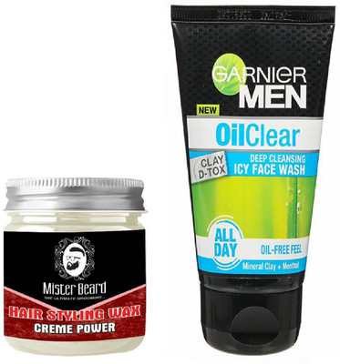 

MISTER BEARD HAIR WAX CRÈME POWER WITH OIL CLEAR FACEWASH(Set of 2)